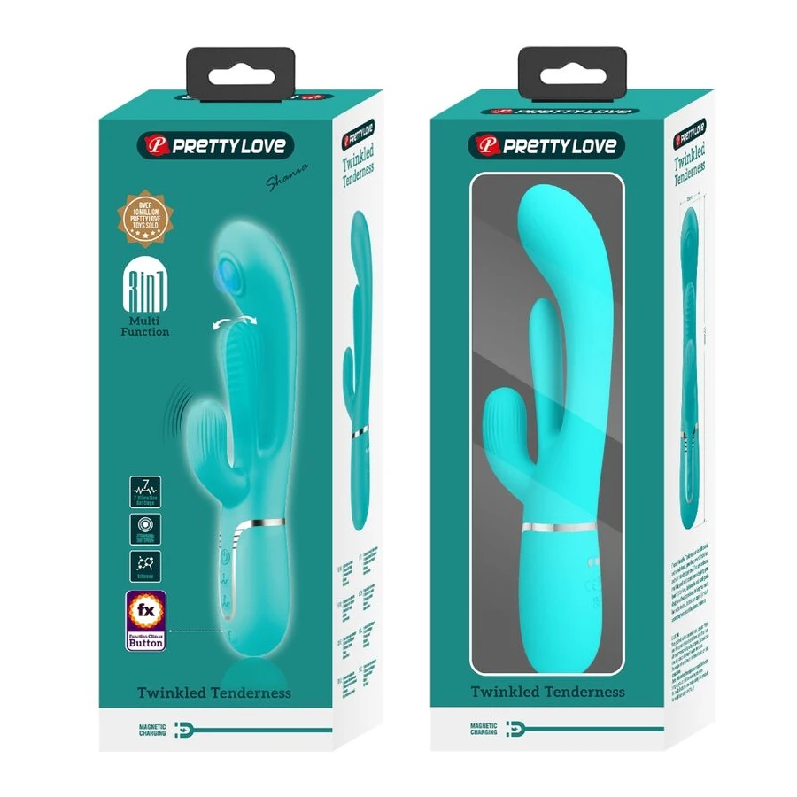 PRETTY LOVE - SHANIA TRIPLE RABBIT VIBRATORE MULTIFUNZIONE 3 IN 1 BLU